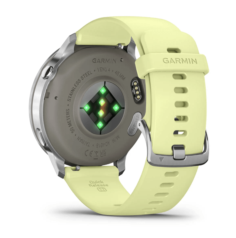 Спортивные часы Garmin Venu 4 45мм Silver with Citron со светло-желтым силиконовым ремешком 010-03014-02