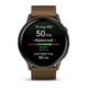 Спортивные часы Garmin Venu 4 45мм Slate Black с черным силиконовым и коричневым кожаным ремешком 010-03014-03