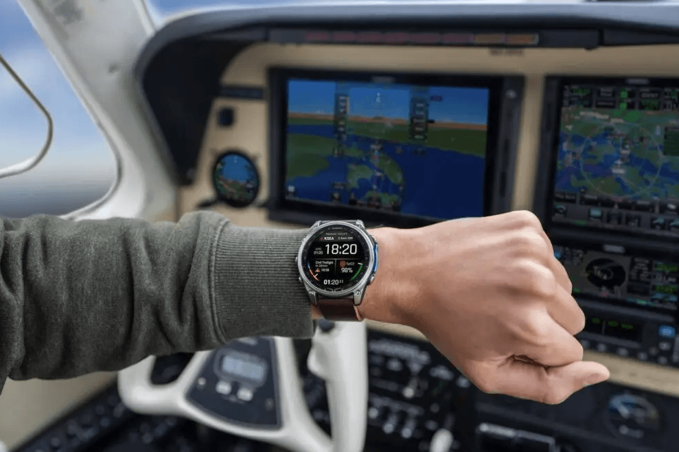 Авиационные часы Garmin D2 Mach 2 Titanium 47 мм с Oxford Brown коричневым кожаным ремешком 010-02904-31