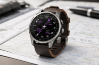 Авиационные часы Garmin D2 Mach 2 Titanium 47 мм с Oxford Brown коричневым кожаным ремешком 010-02904-31
