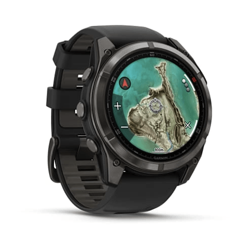 Спортивные часы Garmin Fenix 8 MicroLED 51мм Sapphire Titanium Carbon Gray с черным силиконовым ремешком 010-03380-05