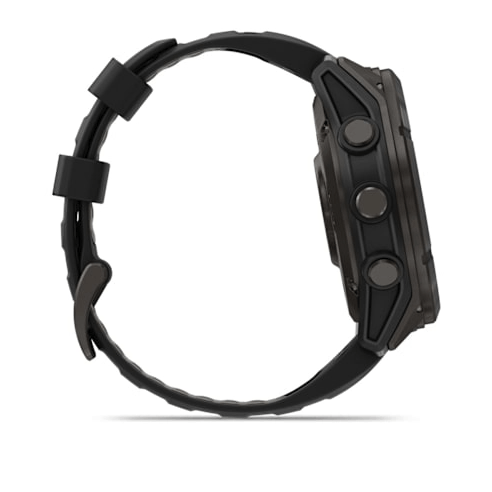 Спортивные часы Garmin Fenix 8 MicroLED 51мм Sapphire Titanium Carbon Gray с черным силиконовым ремешком 010-03380-05