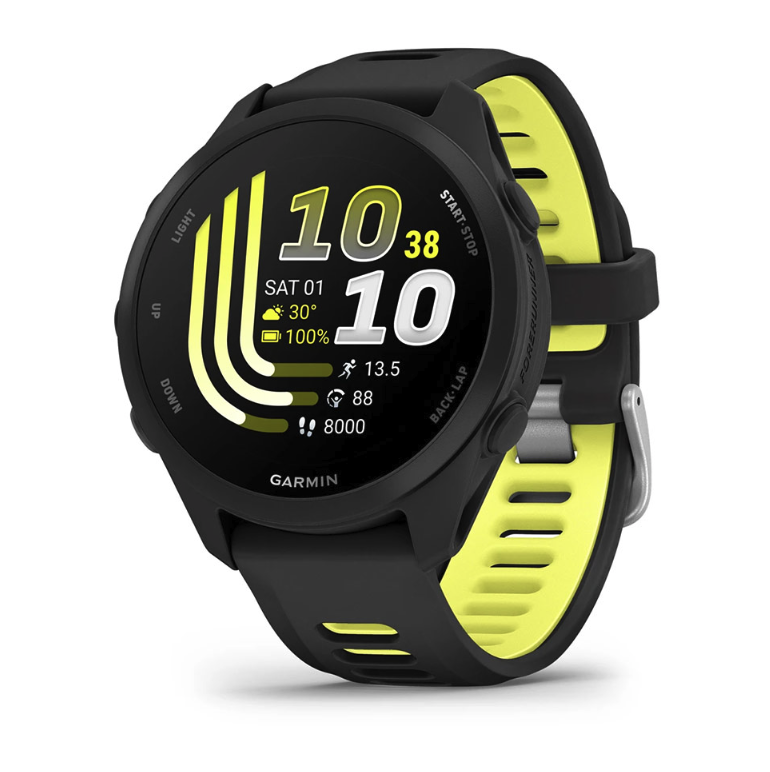 Беговые часы Garmin Forerunner 170 Black черного цвета с силиконовым ремешком Black Yellow 010-03920-00