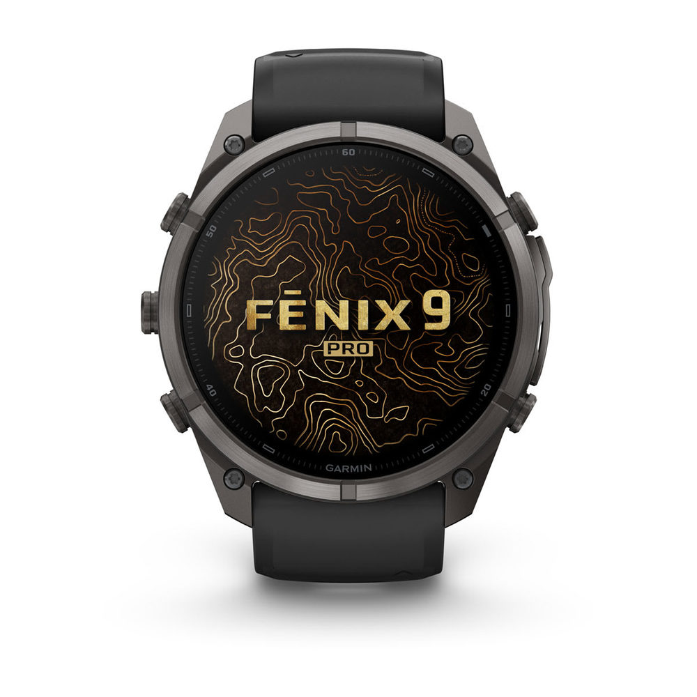 Спортивные часы Garmin Fenix 9 Pro Amoled inReach 51мм Carbon Gray DLC Titanium с черно-серым силиконовым ремешком 010-04337-11