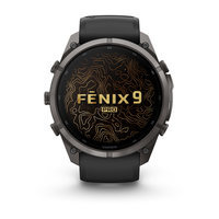 Спортивные часы Garmin Fenix 9 Pro Amoled inReach 51мм Carbon Gray DLC Titanium с черно-серым силиконовым ремешком 010-04337-11