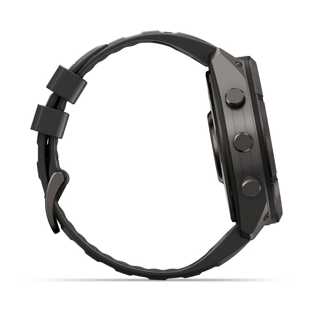 Спортивные часы Garmin Fenix 9 Pro Amoled inReach 51мм Carbon Gray DLC Titanium с черно-серым силиконовым ремешком 010-04337-11