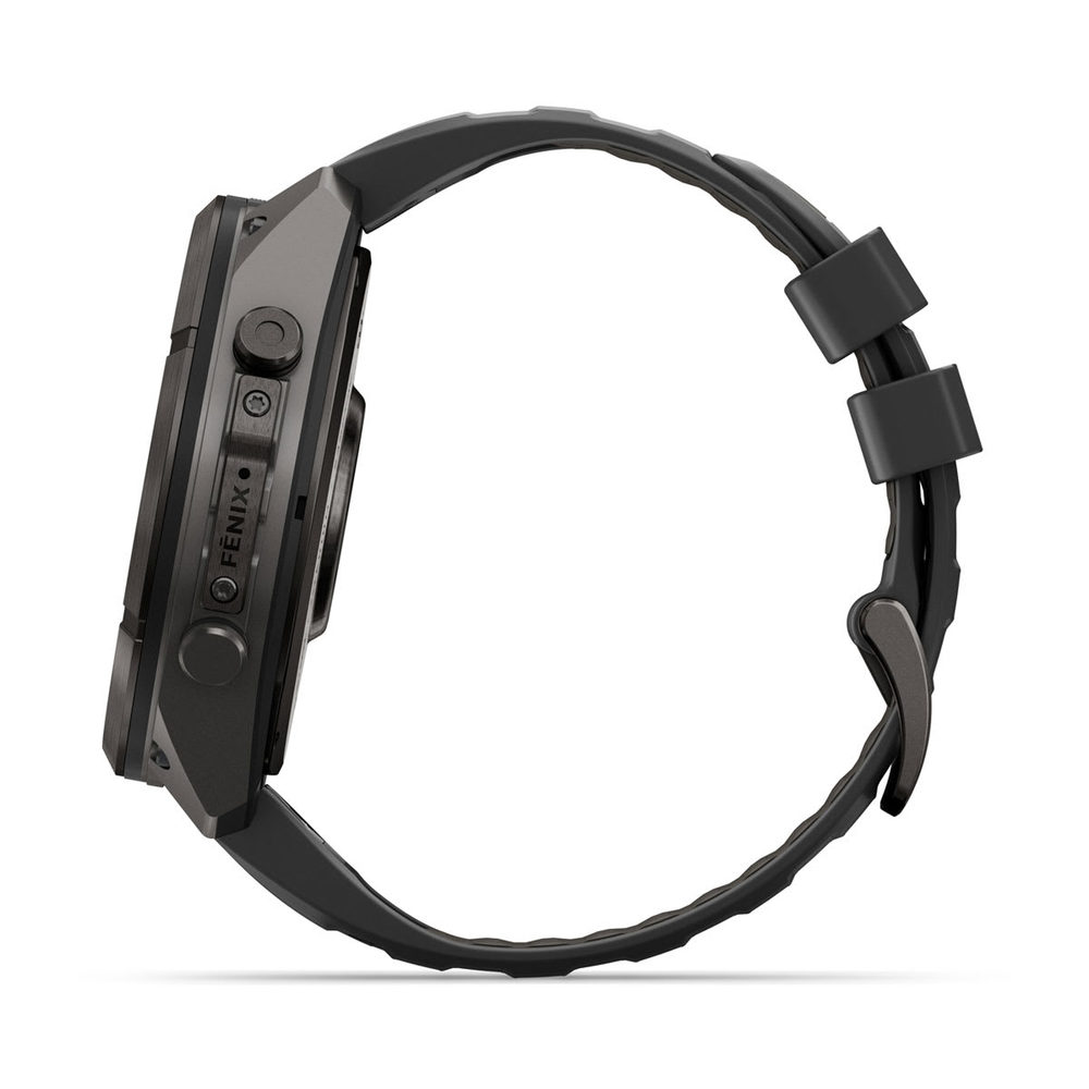 Спортивные часы Garmin Fenix 9 Pro Amoled inReach 51мм Carbon Gray DLC Titanium с черно-серым силиконовым ремешком 010-04337-11