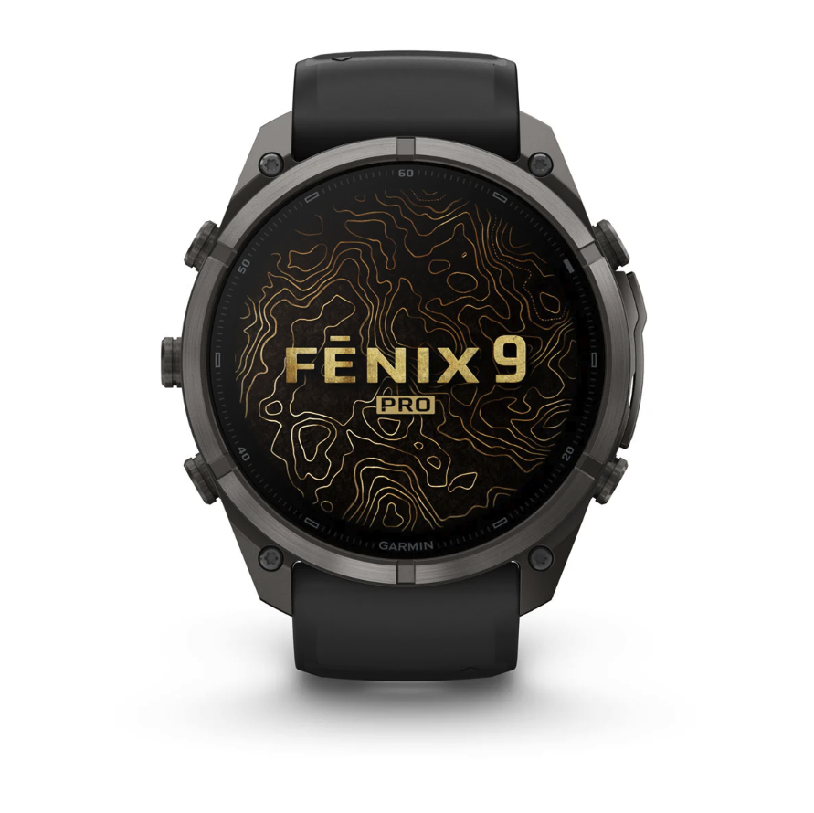 Спортивные часы Garmin Fenix 9 Pro Amoled 51мм Carbon Gray DLC Titanium с черно-серым силиконовым ремешком 010-04337-16