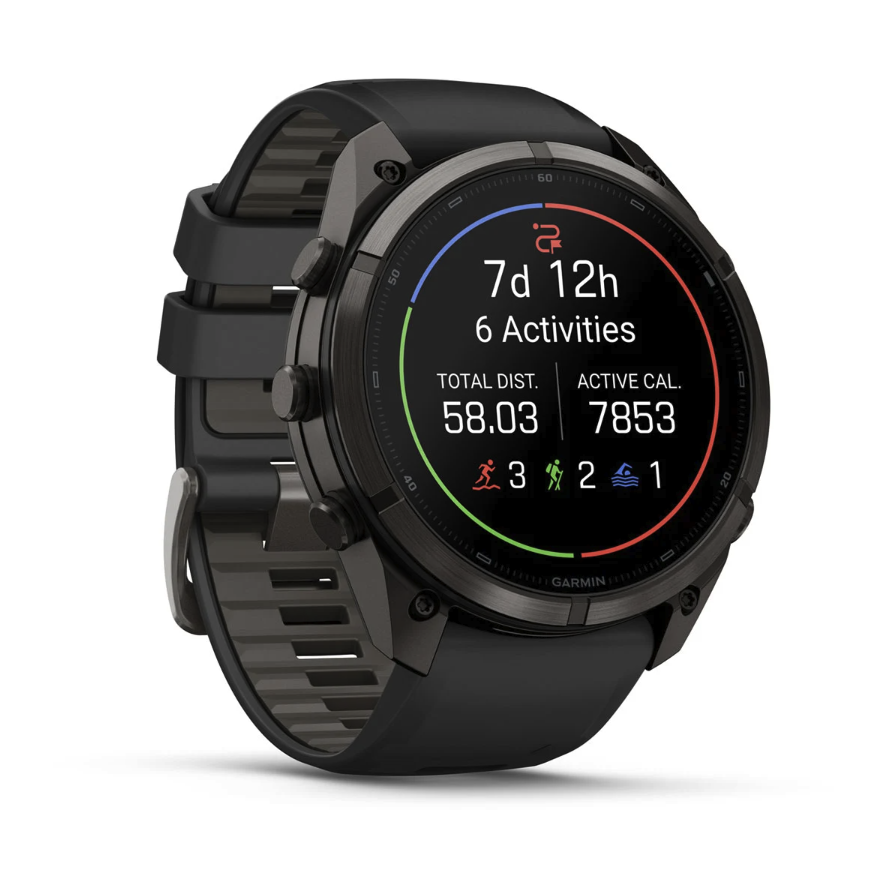 Спортивные часы Garmin Fenix 9 Pro Amoled 51мм Carbon Gray DLC Titanium с черно-серым силиконовым ремешком 010-04337-16