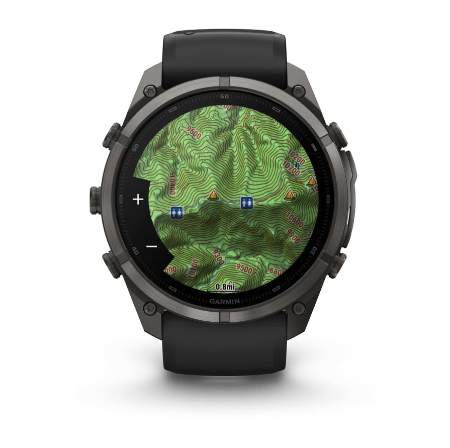 Спортивные часы Garmin Fenix 9 Pro Amoled 51мм Carbon Gray DLC Titanium с черно-серым силиконовым ремешком 010-04337-16