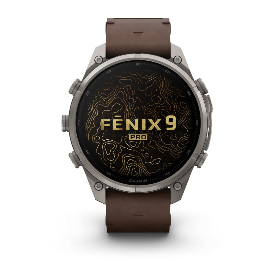 Спортивные часы Garmin Fenix 9 Pro Amoled inReach 47 мм Titanium с кожаным ремешком 010-04336-41