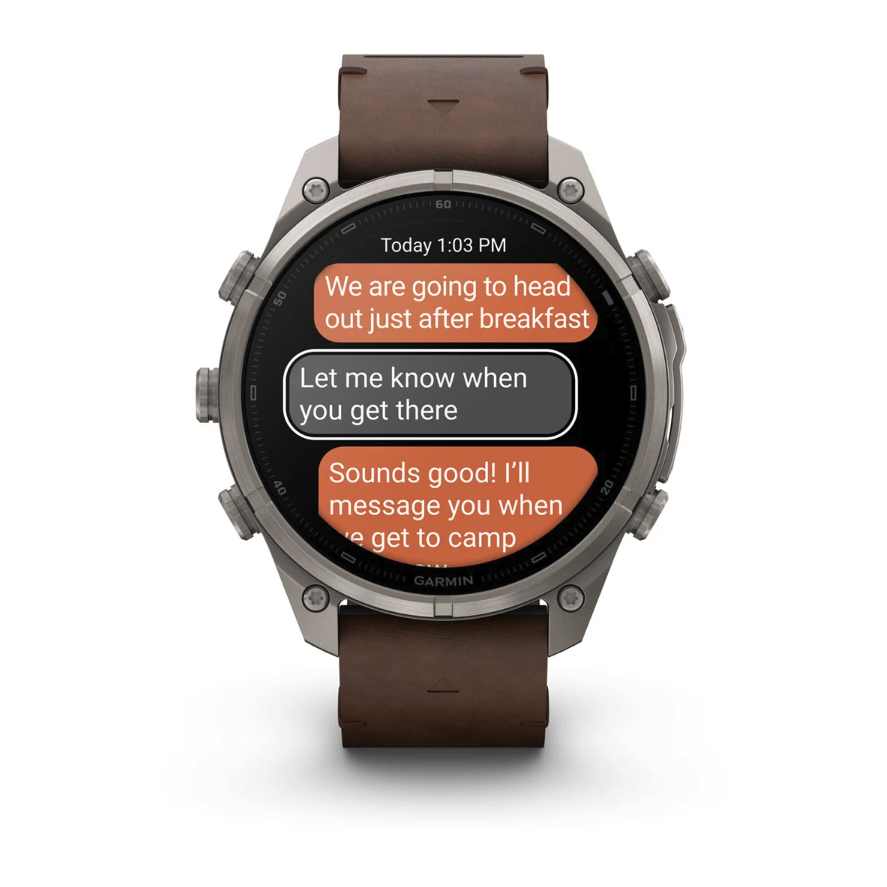 Спортивные часы Garmin Fenix 9 Pro Amoled inReach 47 мм Titanium с кожаным ремешком 010-04336-41
