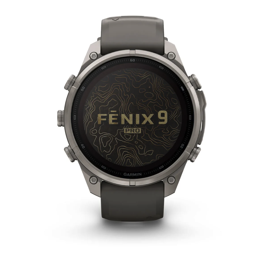 Спортивные часы Garmin Fenix 9 Pro Solar inReach 47 мм Titanium с силиконовым серым ремешком 010-04338-01