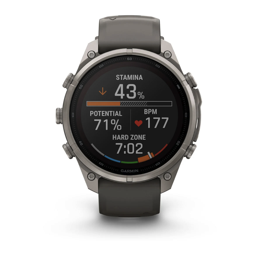 Спортивные часы Garmin Fenix 9 Pro Solar inReach 47 мм Titanium с силиконовым серым ремешком 010-04338-01