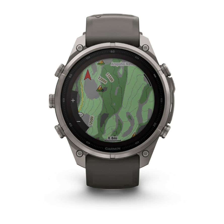 Спортивные часы Garmin Fenix 9 Pro Solar inReach 47 мм Titanium с силиконовым серым ремешком 010-04338-01