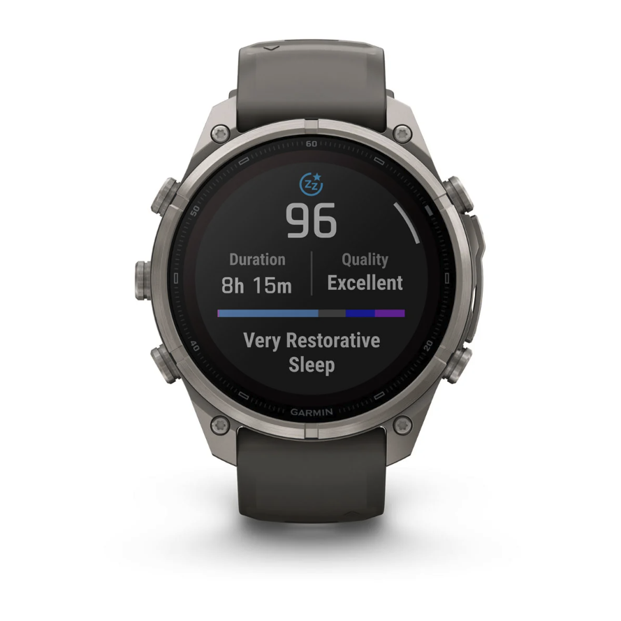 Спортивные часы Garmin Fenix 9 Pro Solar inReach 47 мм Titanium с силиконовым серым ремешком 010-04338-01