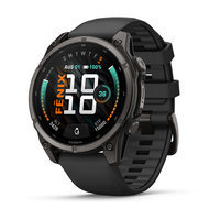 Спортивные часы Garmin Fenix 9 47 мм Carbon Gray DLC с чёрным силиконовым ремешком 010-04762-11