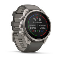 Спортивные часы Garmin Fenix 9 Pro Solar 47 мм Titanium с силиконовым серо-серебристым ремешком 010-04338-01