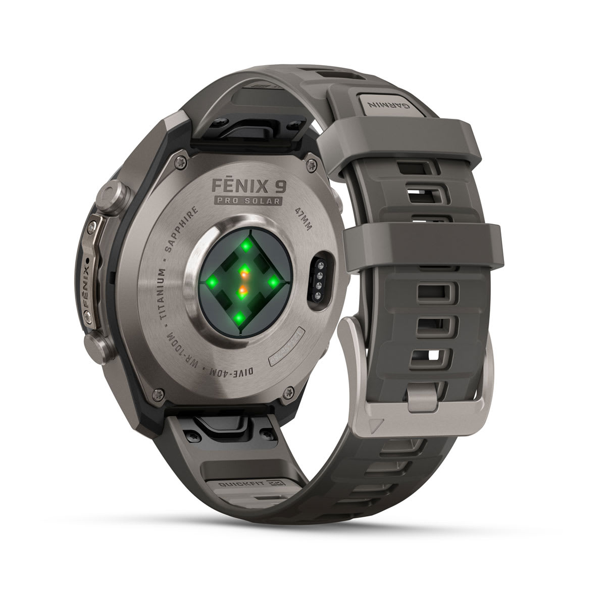 Спортивные часы Garmin Fenix 9 Pro Solar 47 мм Titanium с силиконовым серо-серебристым ремешком 010-04338-01