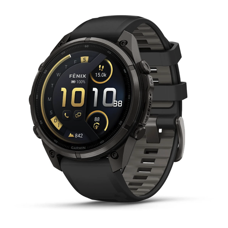 Спортивные часы Garmin Fenix 9 Pro Amoled inReach 47 мм Titanium с черно-серым силиконовым ремешком 010-04336-11