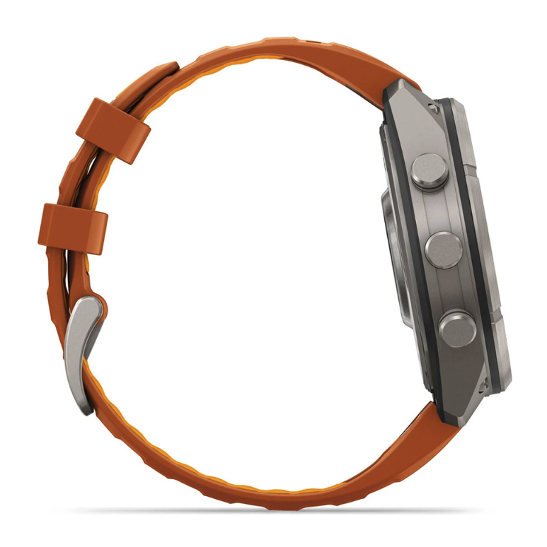 Спортивные часы Garmin Fenix 9 Pro Amoled inReach 47 мм Titanium с оранжевым силиконовым ремешком 010-04336-01