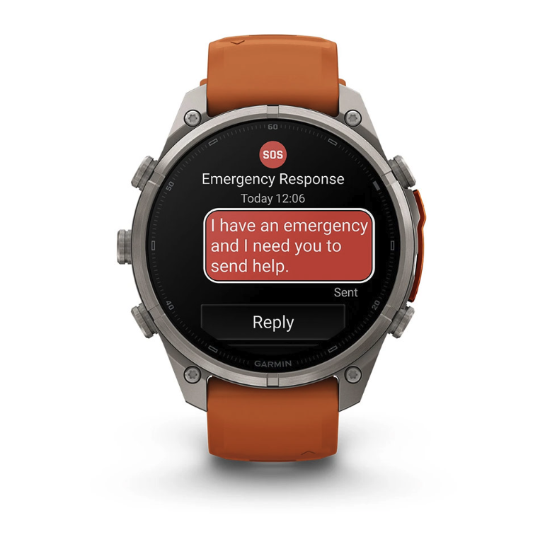 Спортивные часы Garmin Fenix 9 Pro Amoled inReach 47 мм Titanium с оранжевым силиконовым ремешком 010-04336-01