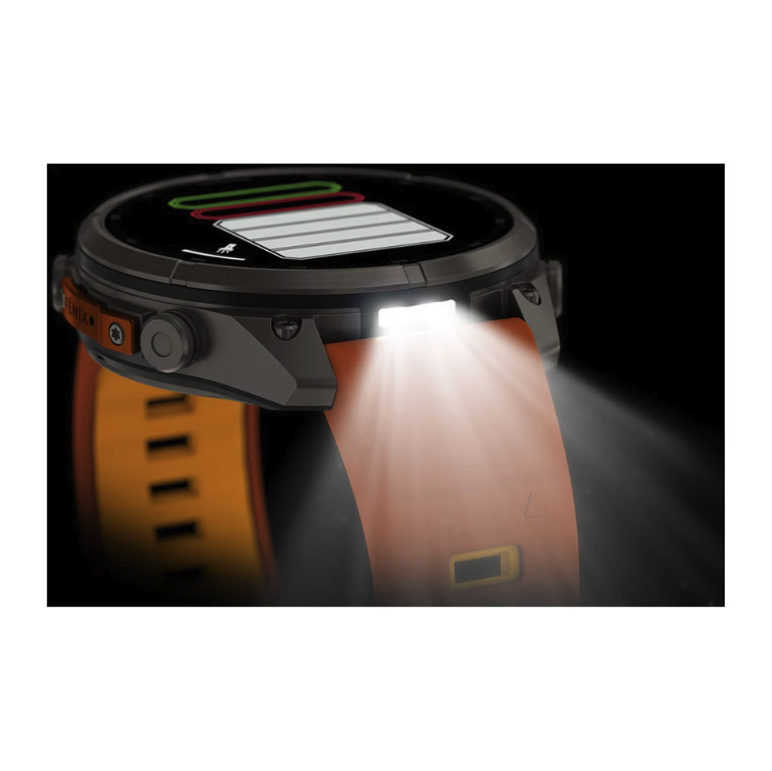 Спортивные часы Garmin Fenix 9 Pro Amoled inReach 47 мм Titanium с оранжевым силиконовым ремешком 010-04336-01
