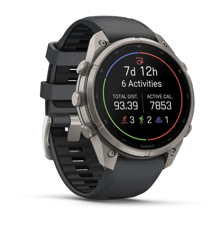Спортивные часы Garmin Fenix 9 Pro Amoled inReach 47 мм Titanium с серым силиконовым ремешком 010-04336-21