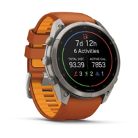 Спортивные часы Garmin Fenix 9 Pro Amoled 51мм Titanium с оранжевым силиконовым ремешком  010-04337-01