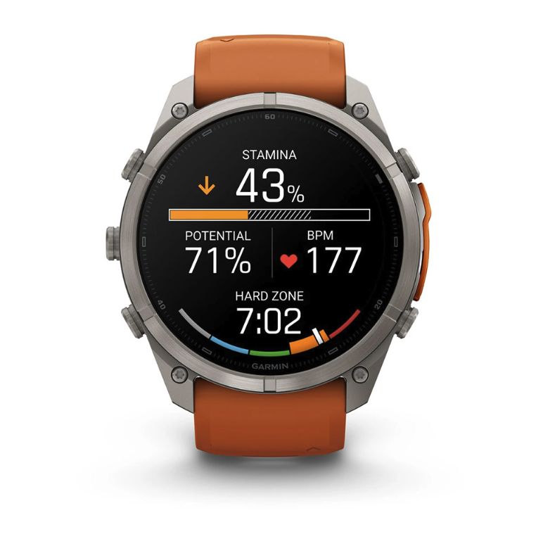 Спортивные часы Garmin Fenix 9 Pro Amoled 51мм Titanium с оранжевым силиконовым ремешком  010-04337-01