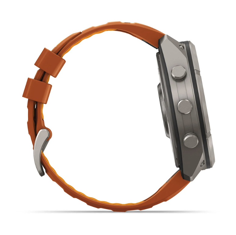 Спортивные часы Garmin Fenix 9 Pro Amoled 51мм Titanium с оранжевым силиконовым ремешком  010-04337-01