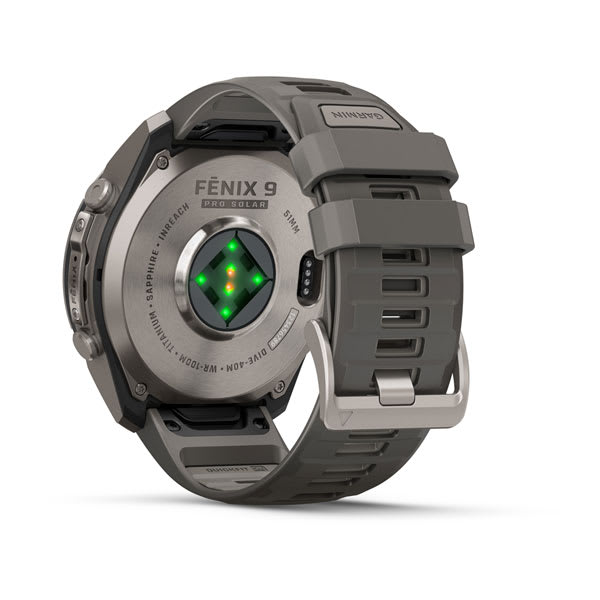 Спортивные часы Garmin Fenix 9 Pro Solar inReach 51 мм Titanium с темно-серым силиконовым ремешком 010-04339-01