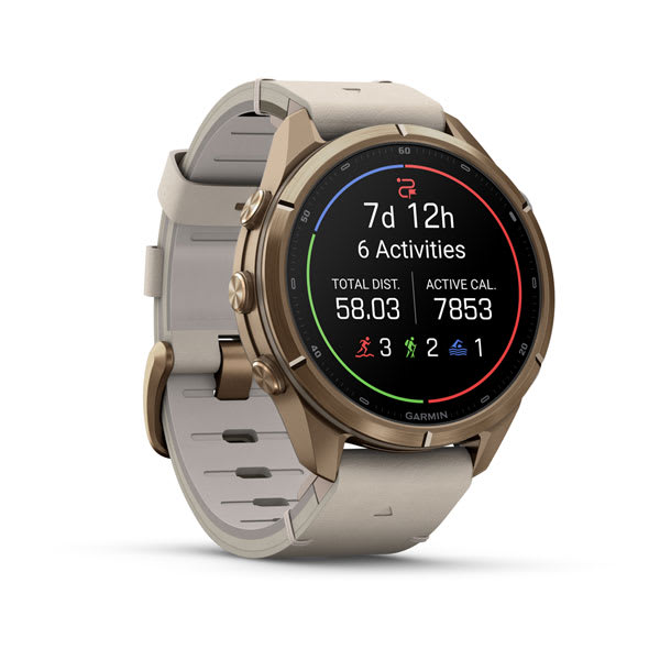 Спортивные часы Garmin Fenix 9 Pro Amoled inReach 43 мм Autumn Gold Titanium с бежевым кожаным ремешком 010-04335-41