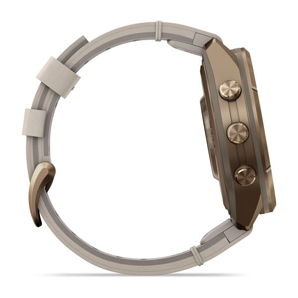 Спортивные часы Garmin Fenix 9 Pro Amoled inReach 43 мм Autumn Gold Titanium с бежевым кожаным ремешком 010-04335-41