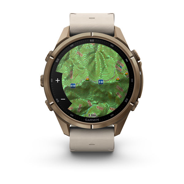 Спортивные часы Garmin Fenix 9 Pro Amoled inReach 43 мм Autumn Gold Titanium с бежевым кожаным ремешком 010-04335-41