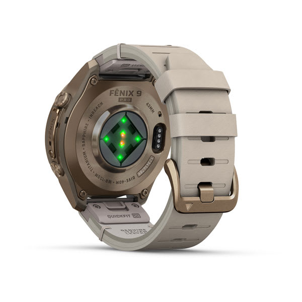 Спортивные часы Garmin Fenix 9 Pro Amoled inReach 43 мм Autumn Gold Titanium с бежевым кожаным ремешком 010-04335-41