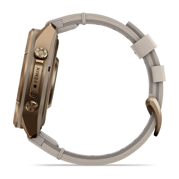 Спортивные часы Garmin Fenix 9 Pro Amoled inReach 43 мм Autumn Gold Titanium с бежевым кожаным ремешком 010-04335-41