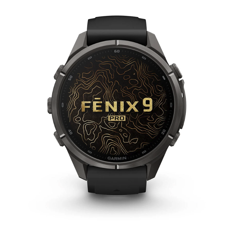 Спортивные часы Garmin Fenix 9 Pro Amoled inReach 43 мм Carbon Gray DLC Titanium с черным силиконовым ремешком 010-04335-11