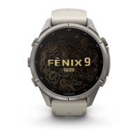 Спортивные часы Garmin Fenix 9 Pro Amoled inReach 43 мм Titanium з Fog Grey Dark Sandstone с серым силиконовым ремешком 010-04335-81