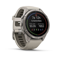 Спортивные часы Garmin Fenix 9 Pro Amoled inReach 43 мм Titanium з Fog Grey Dark Sandstone с серым силиконовым ремешком 010-04335-81