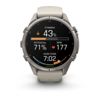 Спортивные часы Garmin Fenix 9 Pro Amoled inReach 43 мм Titanium з Fog Grey Dark Sandstone с серым силиконовым ремешком 010-04335-81