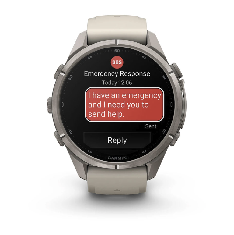 Спортивные часы Garmin Fenix 9 Pro Amoled inReach 43 мм Titanium з Fog Grey Dark Sandstone с серым силиконовым ремешком 010-04335-81