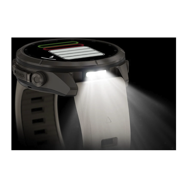 Спортивные часы Garmin Fenix 9 Pro Amoled inReach 43 мм Titanium з Fog Grey Dark Sandstone с серым силиконовым ремешком 010-04335-81
