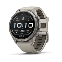 Спортивные часы Garmin Fenix 9 Pro Amoled 43 мм Titanium Fog Grey Dark Sandstone с серым силиконовым ремешком 010-04335-86